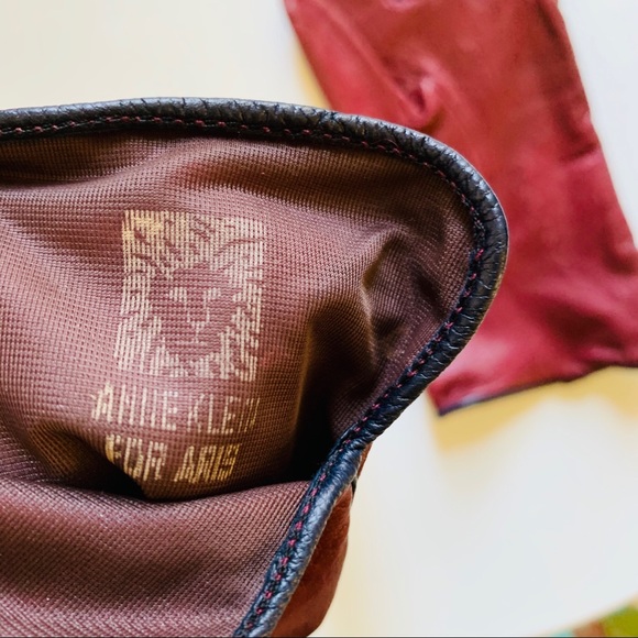 VINTAGE ANNE KLEIN Red Leather Gloves, Sz S - Picture 2 of 9